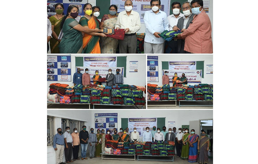 Sona Group of Institutions, in association with Heartfulness Institute Salem Centre, distributed blankets for the needy people in the Cyclone affected areas