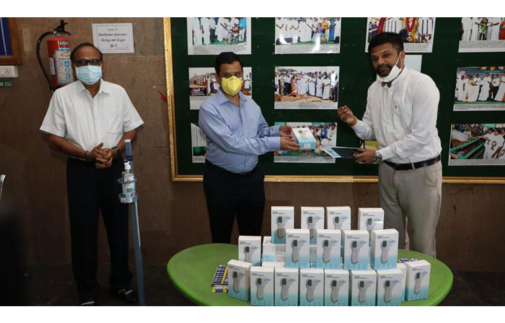 Sona Group of Institutions donated thermal scanners to Salem district collector Mr. S. A. Raman towards Covid-19 relief fund