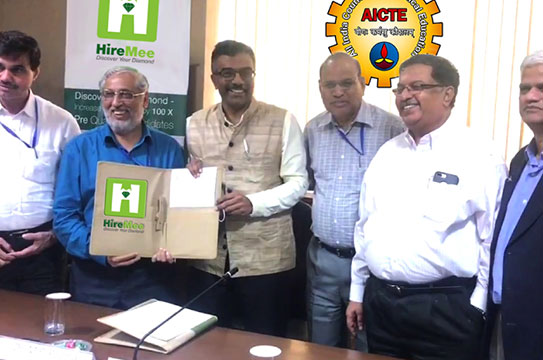 hiremee signed mou with aicte